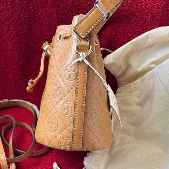 Tory Burch T Monogram Leather Mini Bucket Bag - Picture 9 of 13